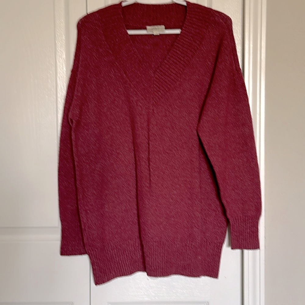 L Loft v-neck burgundy Heather sweater